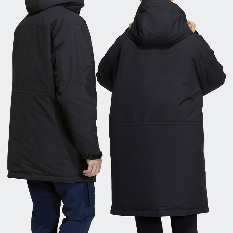 adidas Logo Unisex Long Hooded Down Jacket Black H20764 圖 4