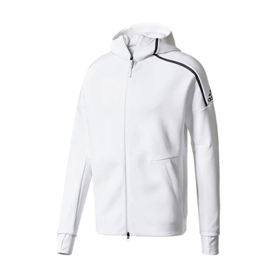 adidas Logo White Knit Hooded Jacket CD6277