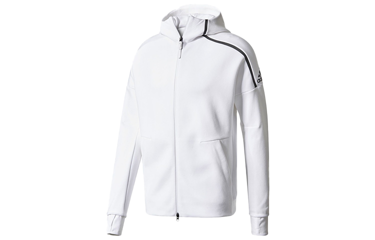 adidas Logo White Knit Hooded Jacket CD6277 圖 2
