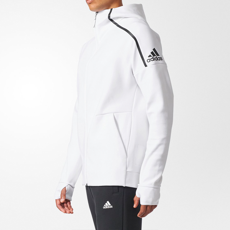 adidas Logo White Knit Hooded Jacket CD6277 圖 6
