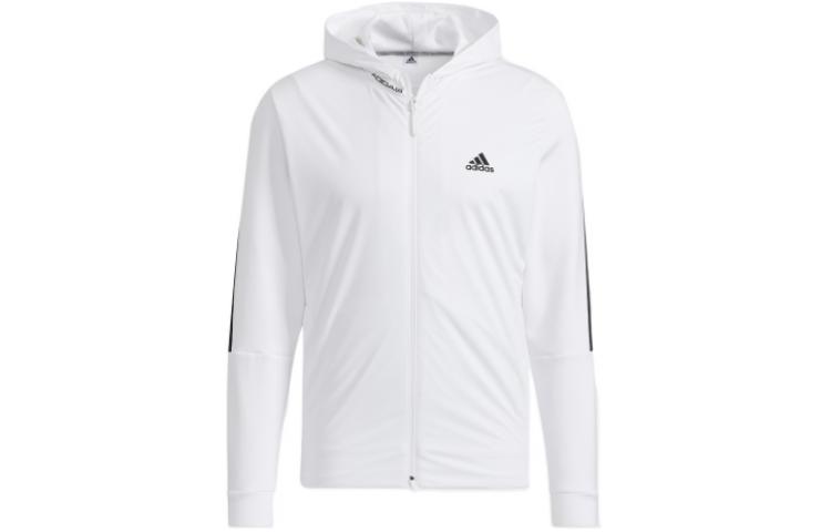 adidas Logo White Long-Sleeve Hoodie Jacket HA3276
