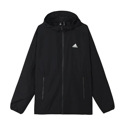 adidas Logo Zip-Up Hoodie Jacket - Black H40228
