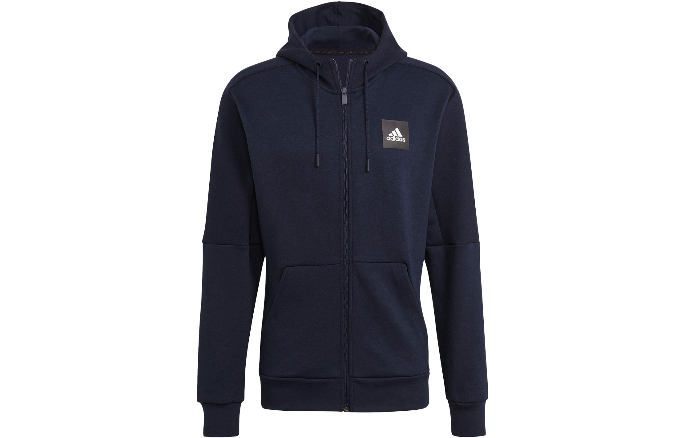 adidas Logo Zip-Up Hoodie Jacket Long Sleeve Blue GM6343