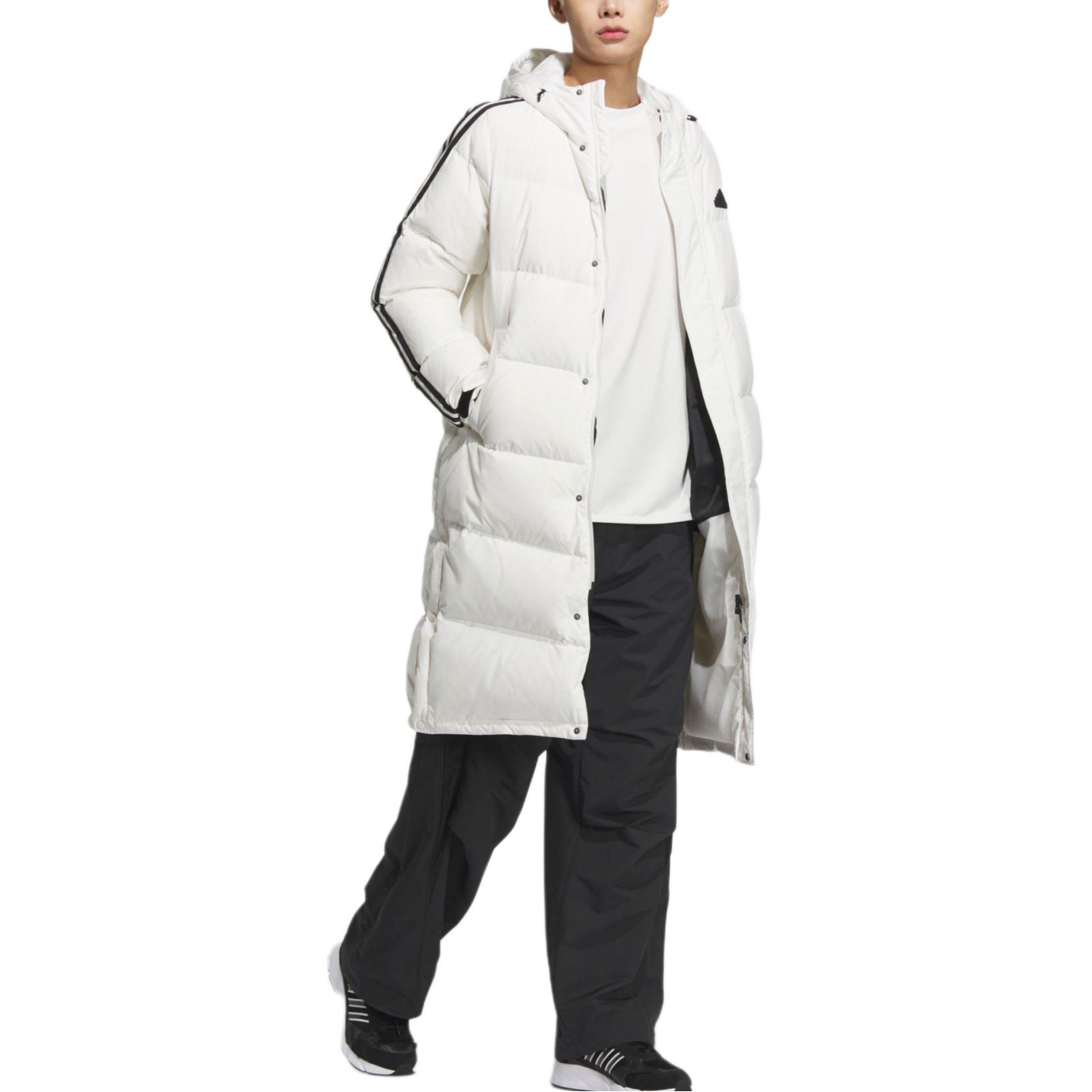 Lookbook Chaqueta Larga adidas Unisex Blanca - A prueba de viento, impermeable y cálida. JM9152