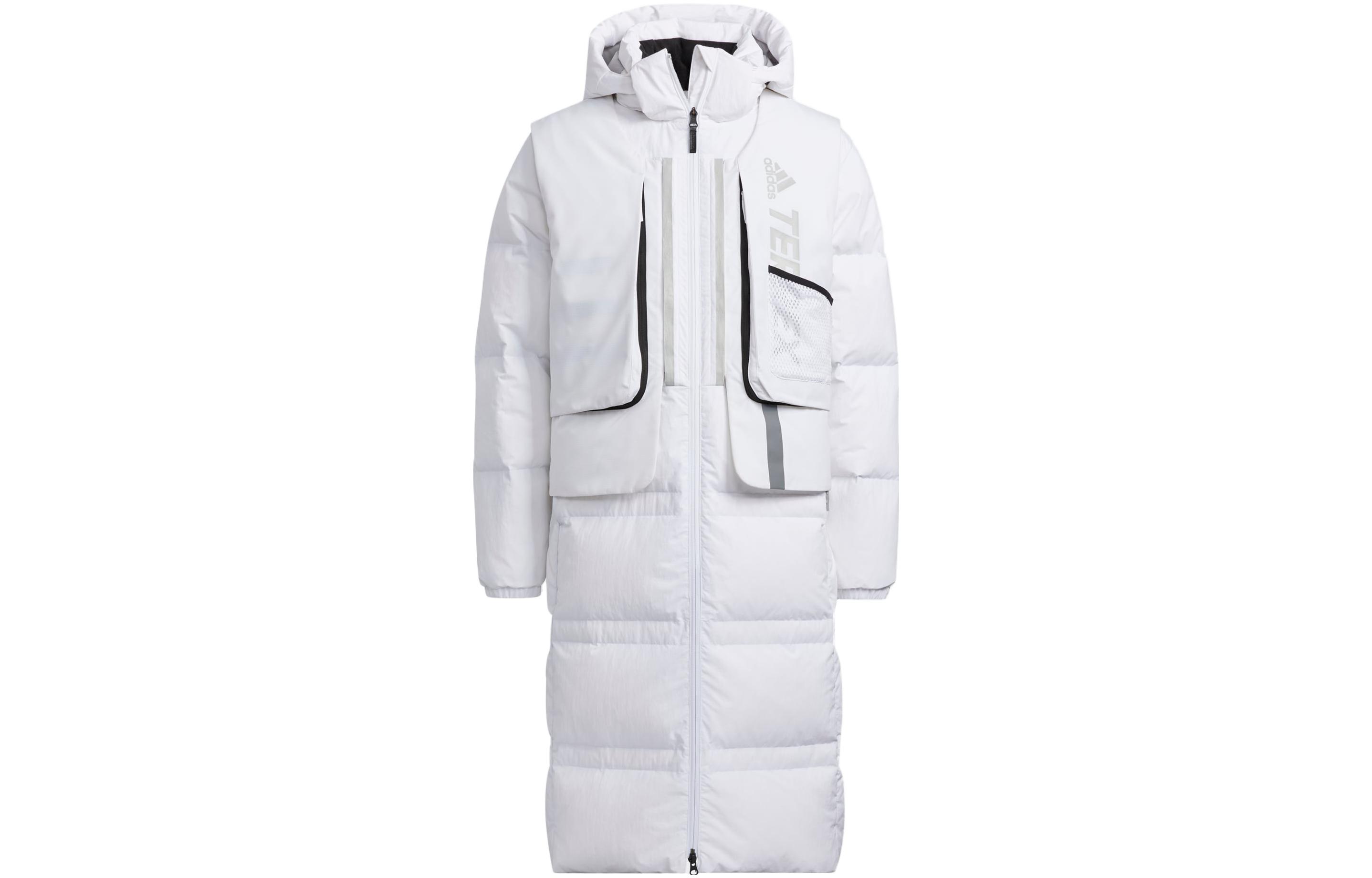 adidas Long Down Jacket White Unisex 3-in-1 Warm Mid-Length Sports Coat H13854