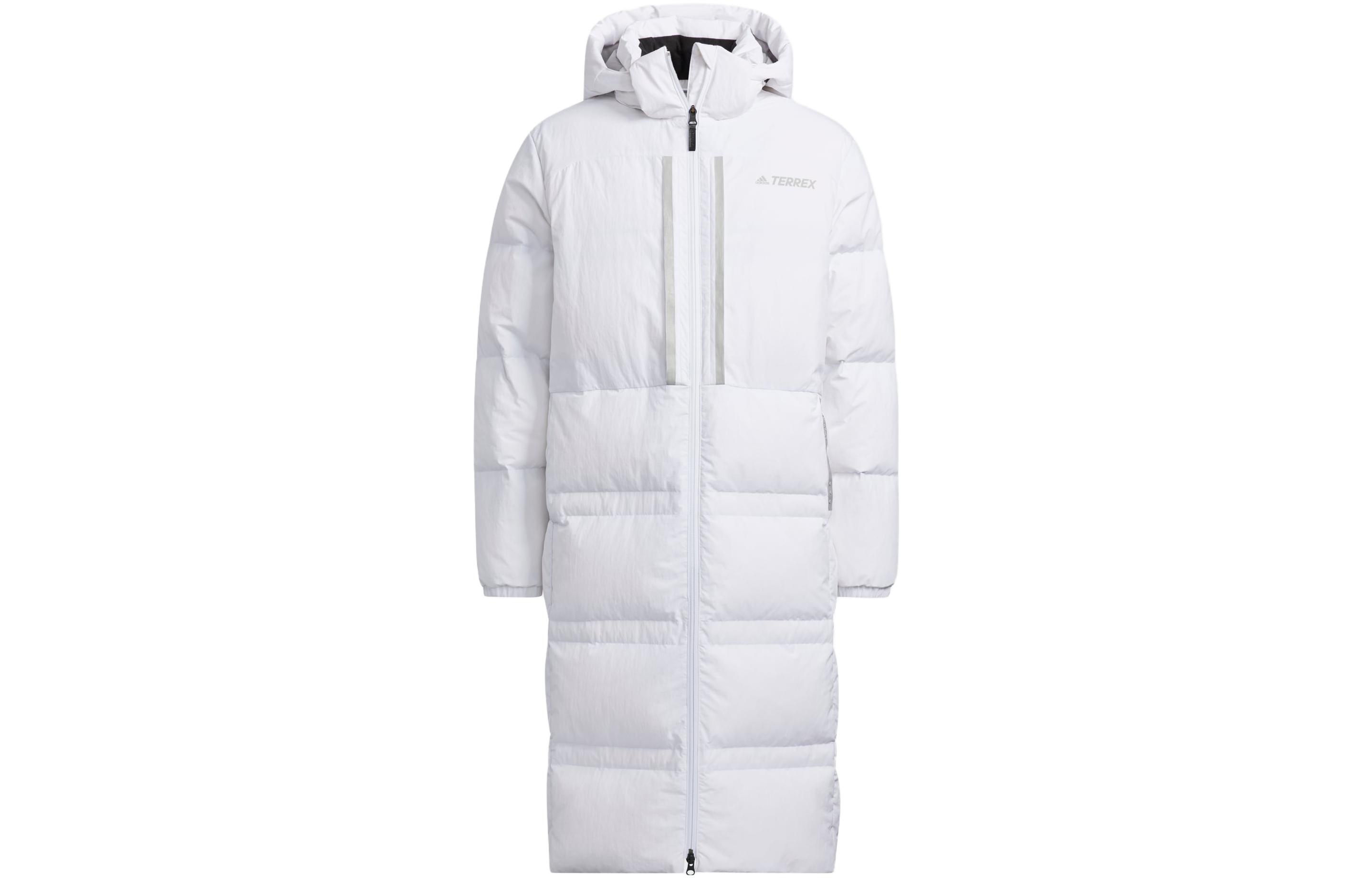 Lookbook 아디다스 롱 다운 자켓 화이트 유니섹스 3-in-1 따뜻한 중간 길이 스포츠 코트 H13854