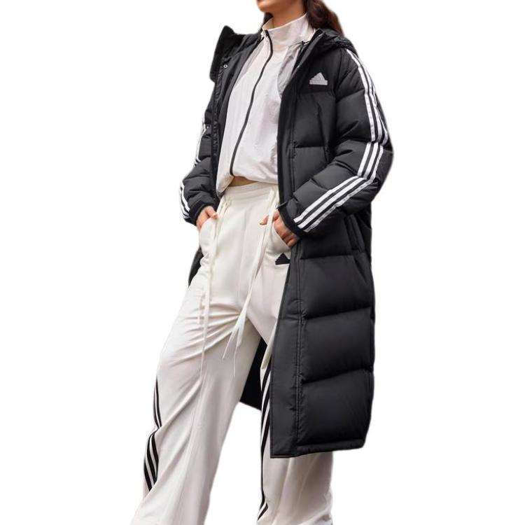Purchase アディダス ロングダウン ストライプ 防水 中綿ジャケット ユニセックス ブラック JM9122