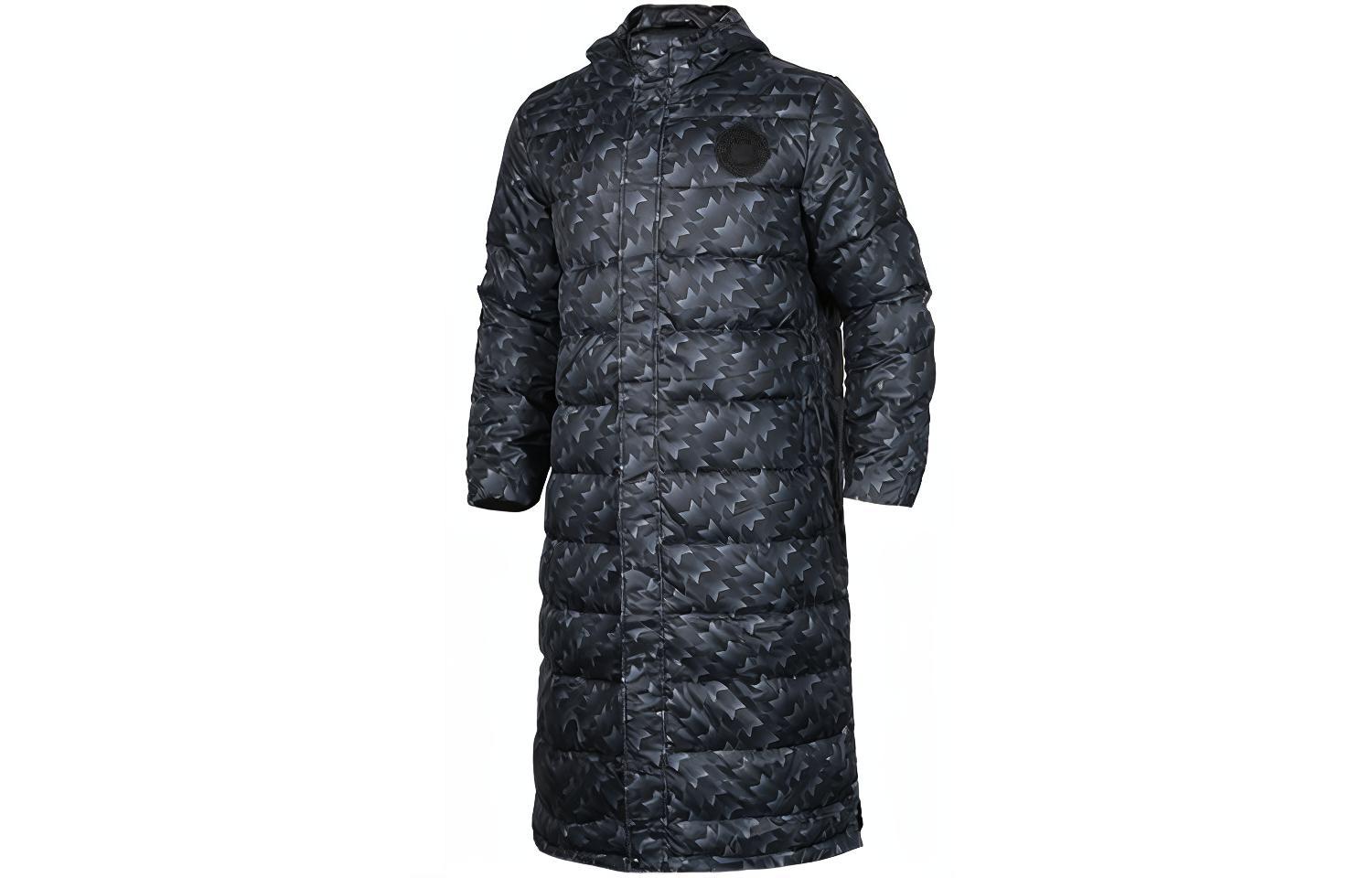 adidas Long Hooded Down Jacket Black Casual Sportswear Football Style BP6983