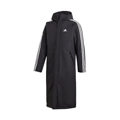 adidas Long Hooded Jacket with Logo Print - Black IZH00