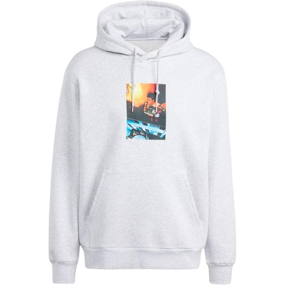 adidas Loose-Fit Hoodie with Graphic Print in Light Grey IS2907