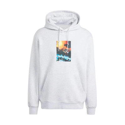 adidas Loose-Fit Hoodie with Graphic Print in Light Grey IS2907