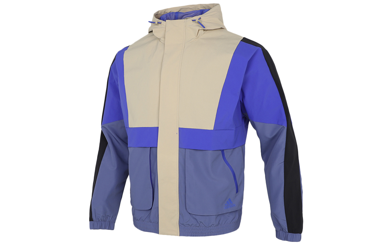 adidas Loose-Fit Logo Colorblock Windbreaker Jacket - Purple H40217