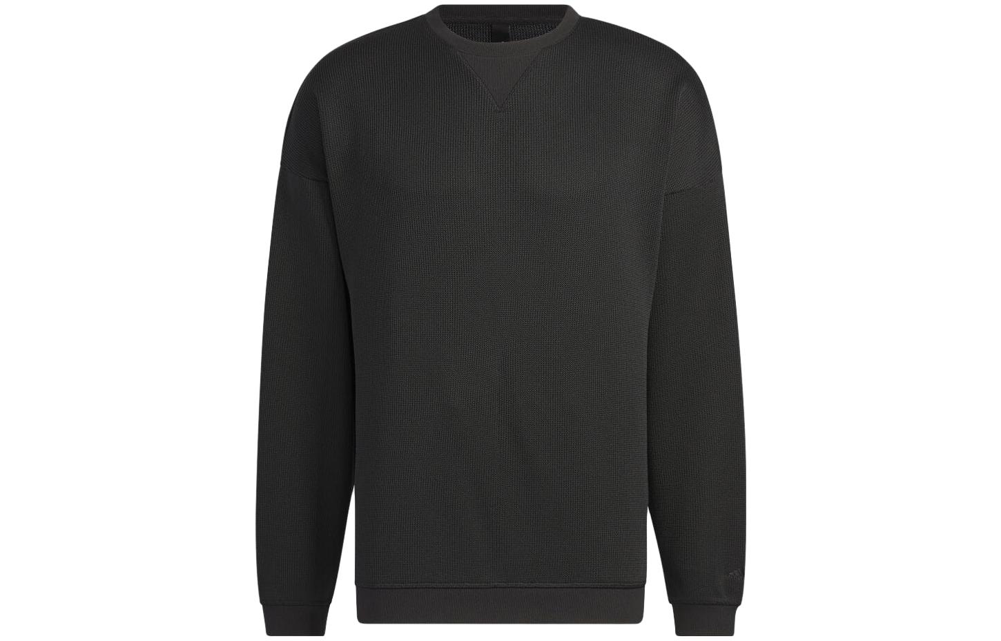 adidas Loose-Fit Ribbed Knit Crewneck Sweatshirt Black IK7337