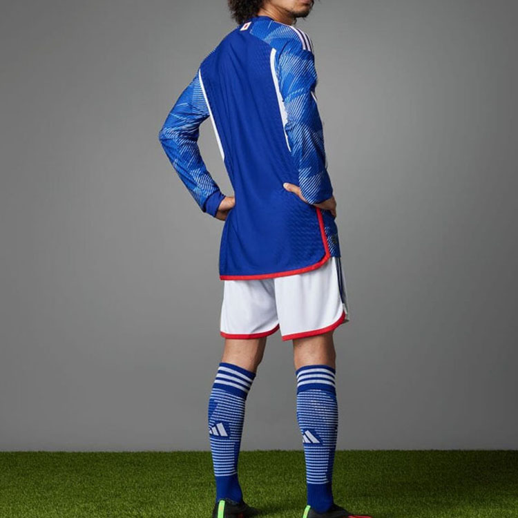 adidas Loose Fit 3-Stripes Logo Long-Sleeve Football Jersey Blue Unisex Japan Edition HC6301 圖 11