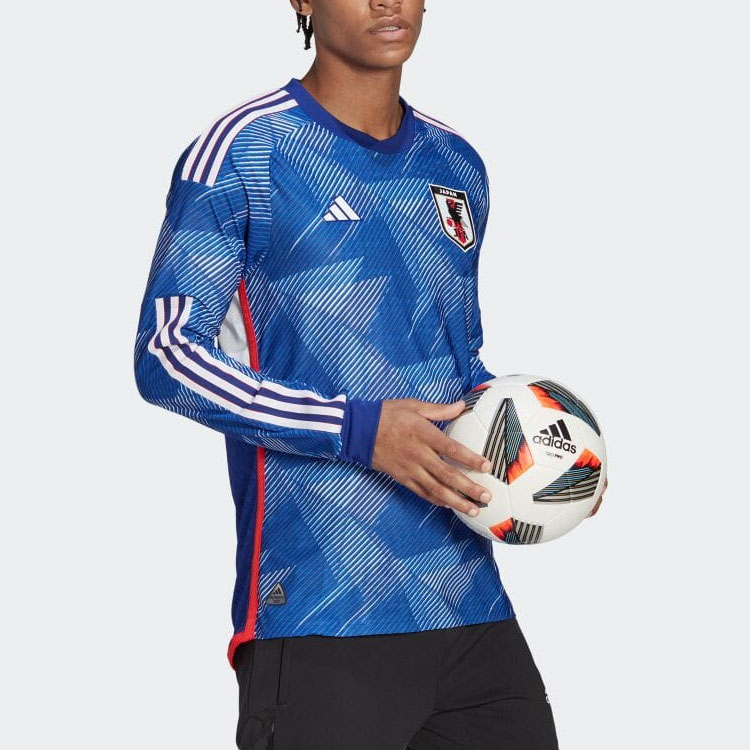 adidas Loose Fit 3-Stripes Logo Long-Sleeve Football Jersey Blue Unisex Japan Edition HC6301 圖 13