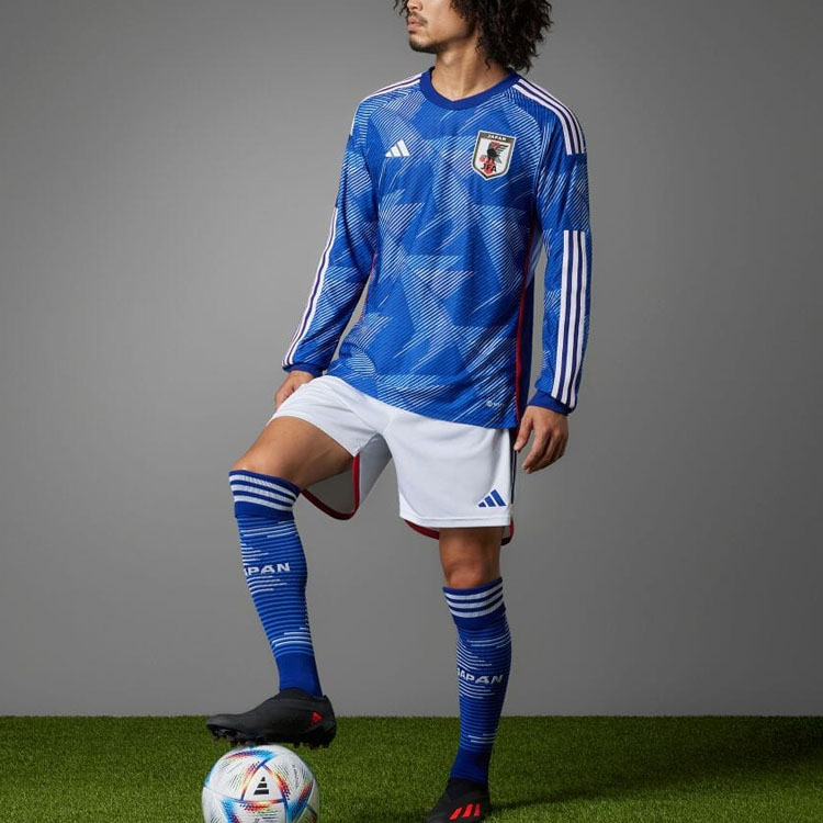 adidas Loose Fit 3-Stripes Logo Long-Sleeve Football Jersey Blue Unisex Japan Edition HC6301 圖 5