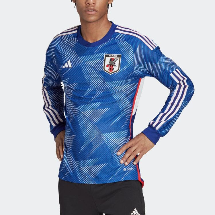 adidas Loose Fit 3-Stripes Logo Long-Sleeve Football Jersey Blue Unisex Japan Edition HC6301 圖 7