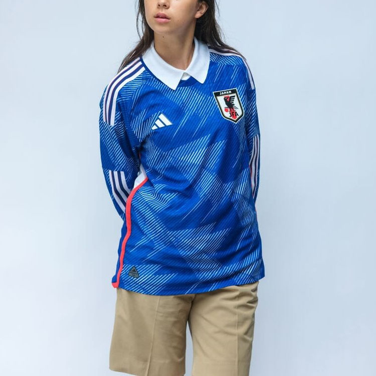 adidas Loose Fit 3-Stripes Logo Long-Sleeve Football Jersey Blue Unisex Japan Edition HC6301 圖 9