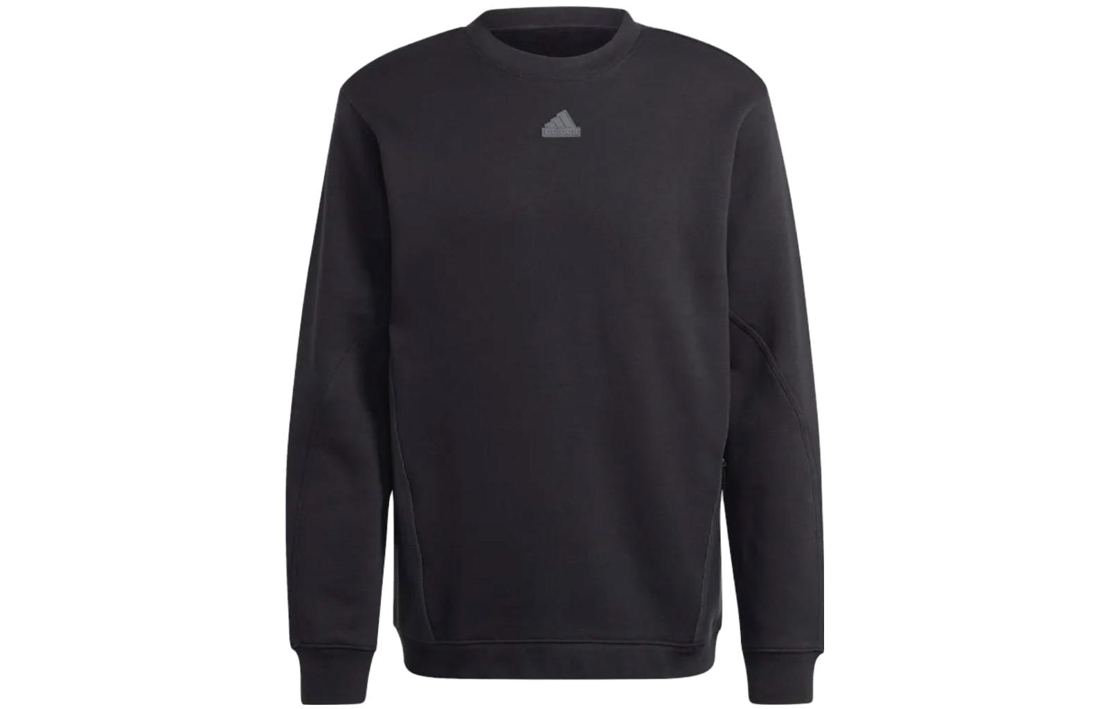 adidas Loose Fit Crewneck Logo Print Sweatshirt - Black Long Sleeve IC9727