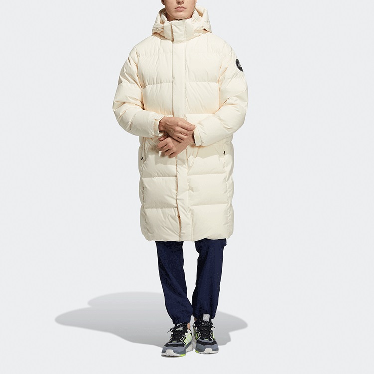 Lookbook 阿迪达斯宽松版可拆卸帽羽绒外套 男女款 米白色 H23086