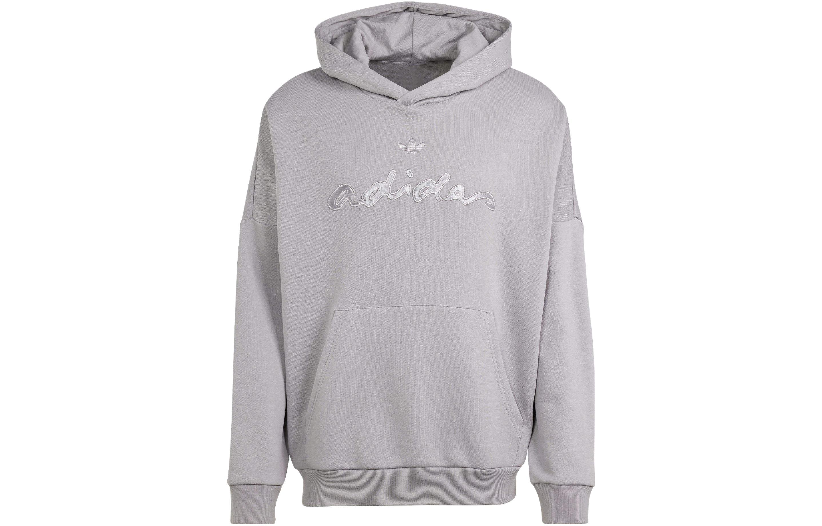 adidas Loose Fit Gray Hoodie with Embroidered Logo IT7502