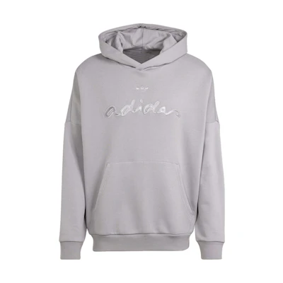 adidas Loose Fit Gray Hoodie with Embroidered Logo IT7502
