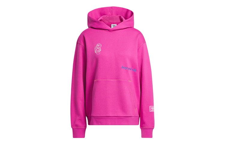 adidas Loose Fit Hoodie with Letter Print Unisex Bright Purple-Red IT4986