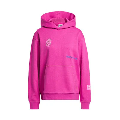 adidas Loose Fit Hoodie with Letter Print Unisex Bright Purple-Red IT4986