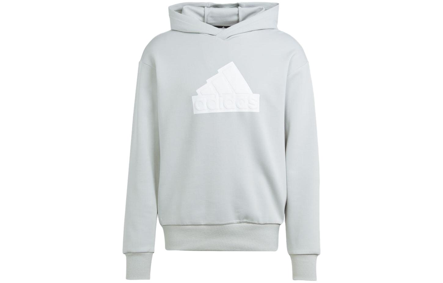 adidas Loose Fit Letter Print Hoodie Gray Long Sleeve IJ6392