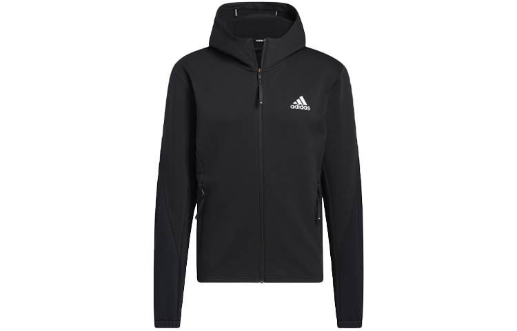 adidas Loose Fit Logo Printed Hoodie Jacket - Black H17607