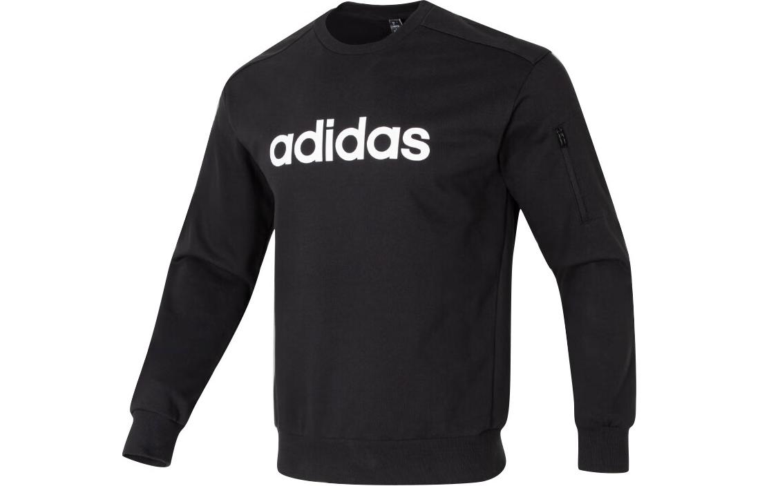 adidas Loose Fit Pullover Letter Print Sweatshirt Black JJ0420