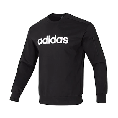 adidas Loose Fit Pullover Letter Print Sweatshirt Black JJ0420