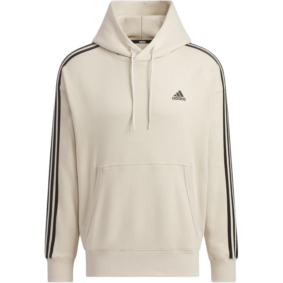 adidas Loose Fit Three Stripes Pullover Beige Hoodie French Terry JF3988