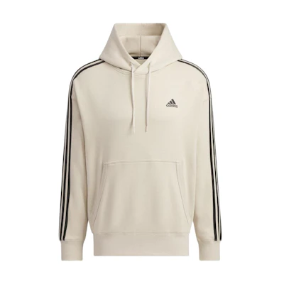 adidas Loose Fit Three Stripes Pullover Beige Hoodie French Terry JF3988