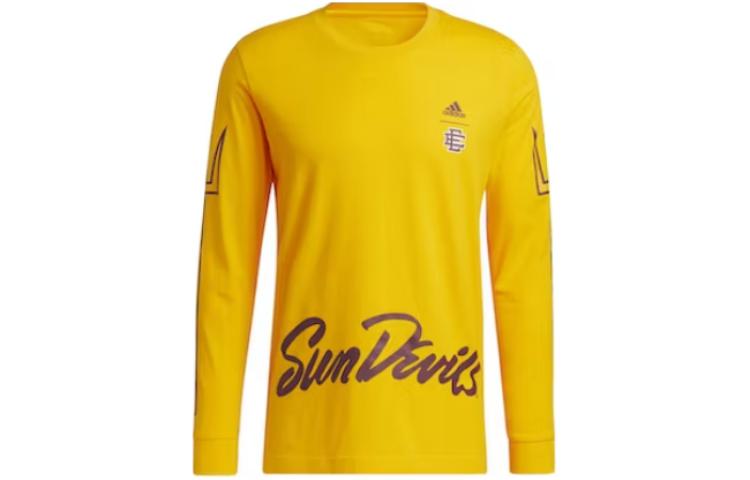 adidas Loose Fit Yellow Crewneck Sweatshirt with Letter Print HD7230
