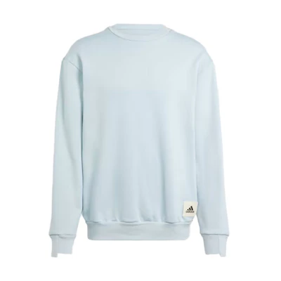 adidas Lounge Fleece Sweatshirt Light Blue Logo Patch Casual Long Sleeve IM0489