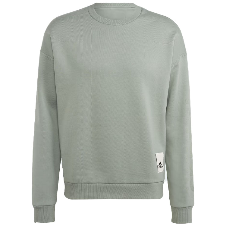 adidas Lounge Fleece Sweatshirt Silver Green Casual Long-Sleeve Pullover IA9366
