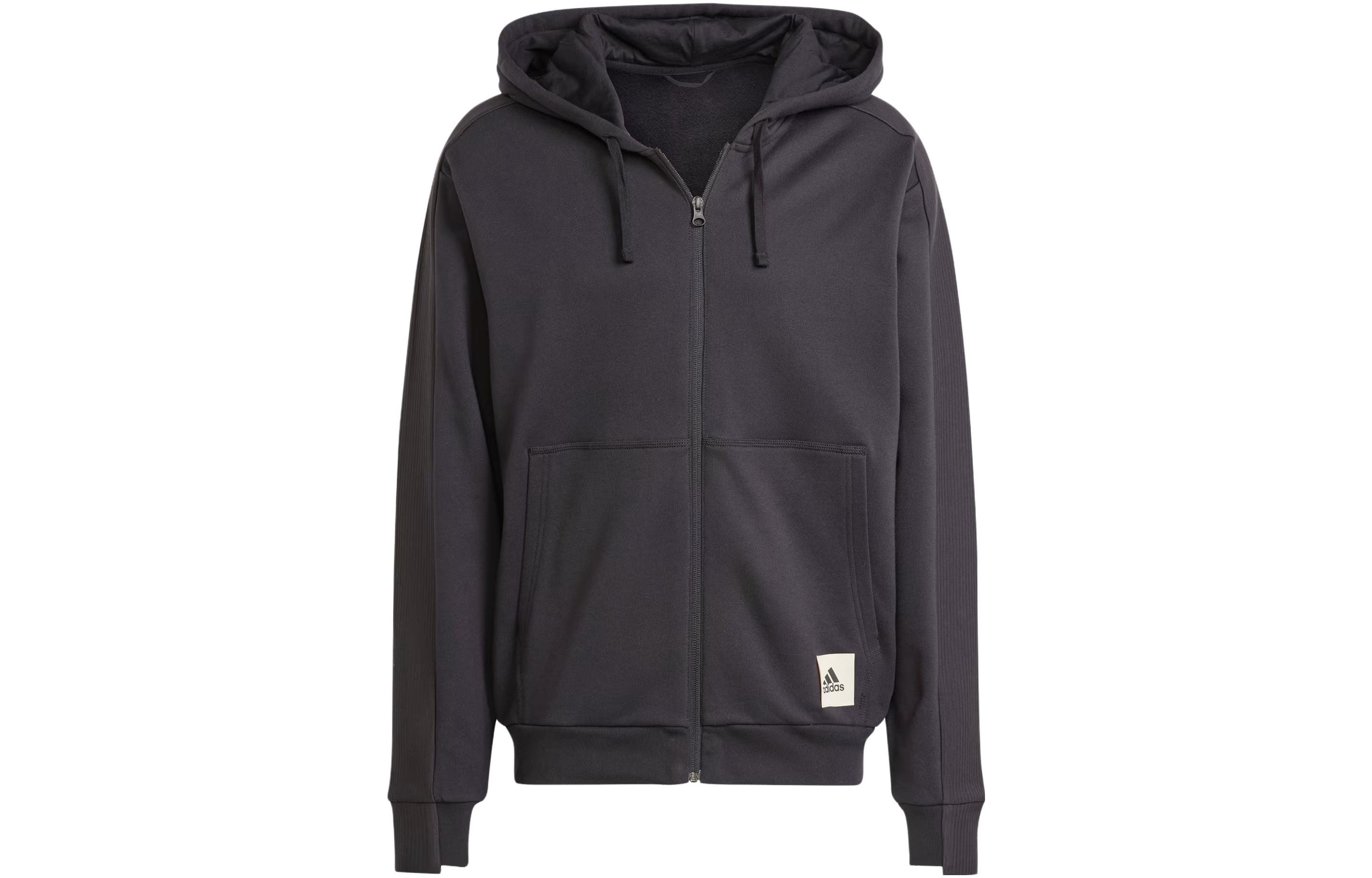 adidas Lounge French Terry Full-Zip Sweatshirt Black Zip-Up Hoodie IQ3422