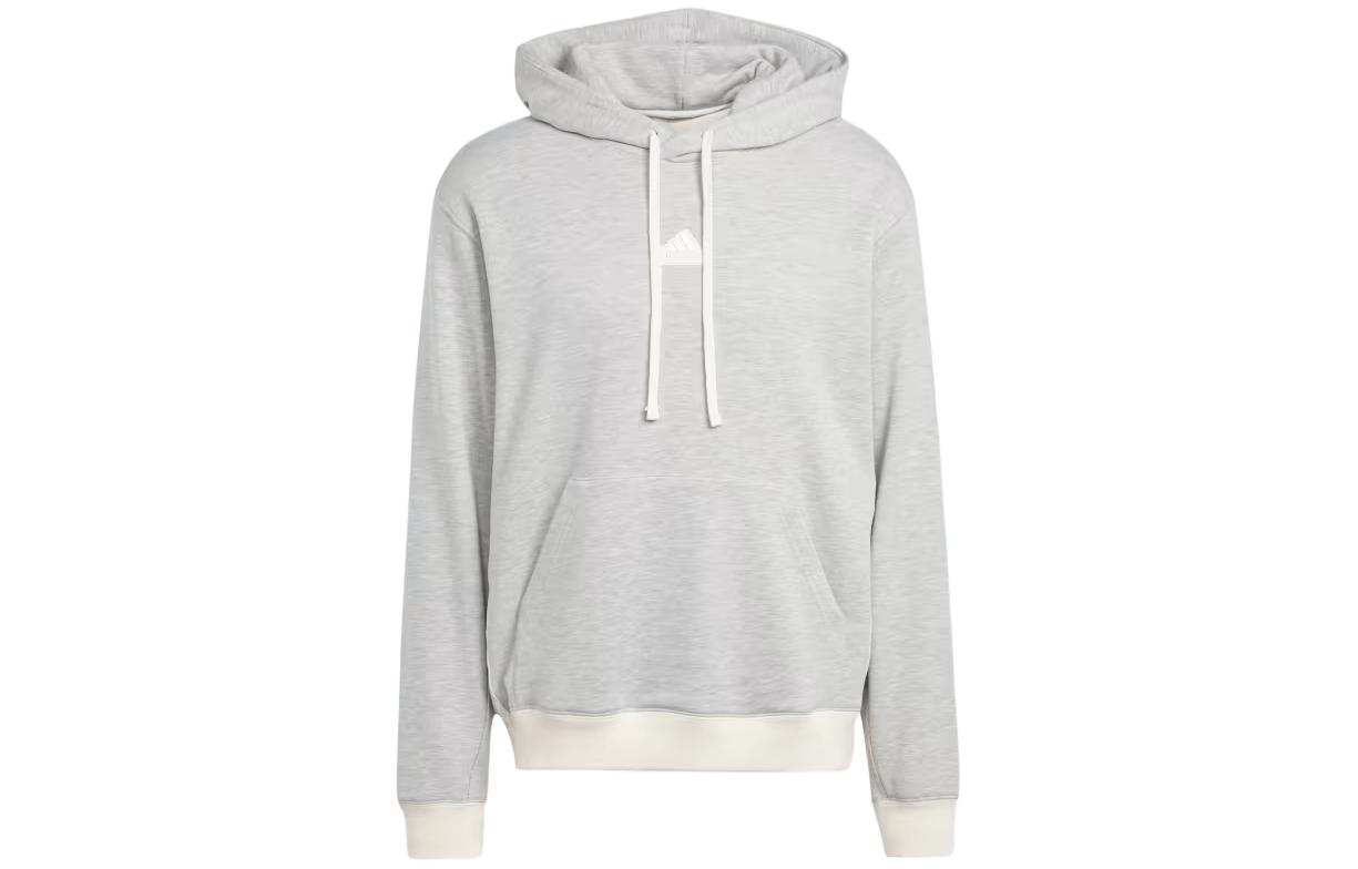 adidas Lounge French Terry Mélange Hoodie with Logo Embroidery Grey IN1727