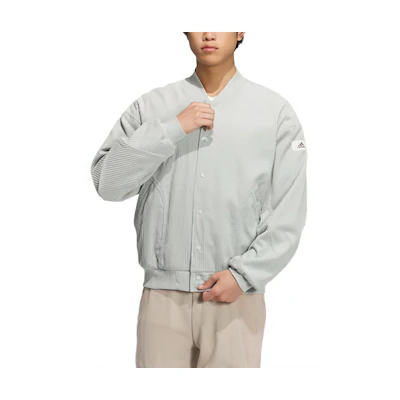 adidas Lounge Retro Corduroy Logo Sports Jacket - Silver Gray IQ1388