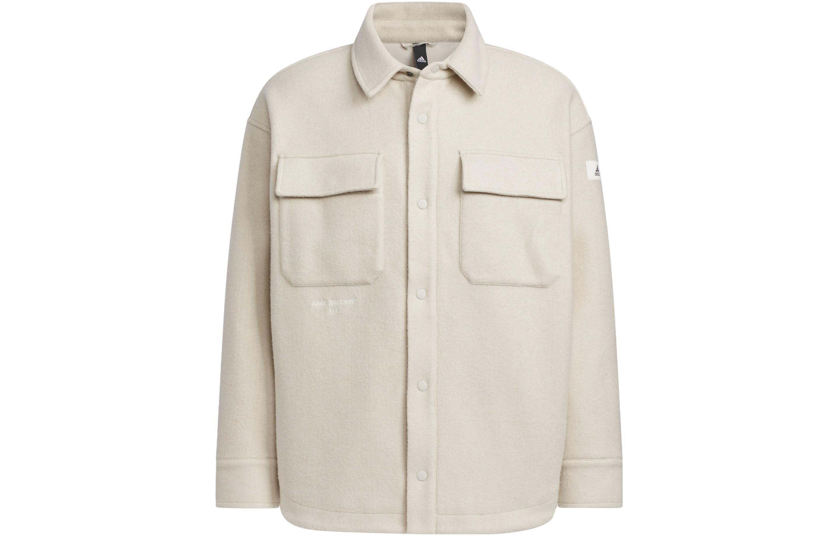 adidas Lounge Solid Color Polo Collar Outdoor Active Shirt Jacket IP4969