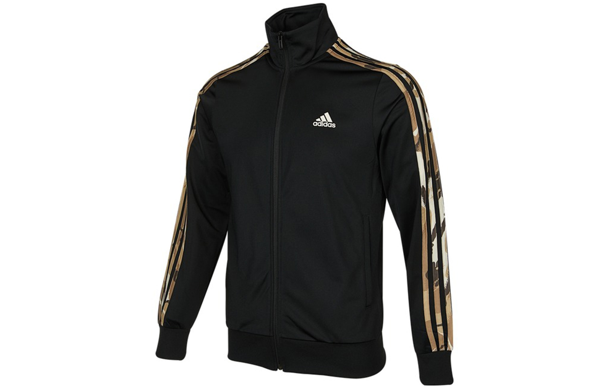 adidas M 3-Stripes Camo Knit Retro Track Jacket Black 秋 Edition H48437