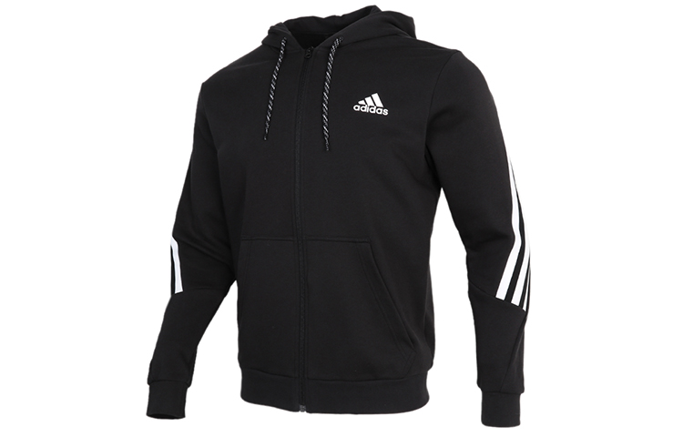 adidas M 3-Stripes Tape Full-Zip Training Knit Hoodie Jacket Black () GM6895