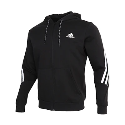 adidas M 3-Stripes Tape Full-Zip Training Knit Hoodie Jacket Black () GM6895
