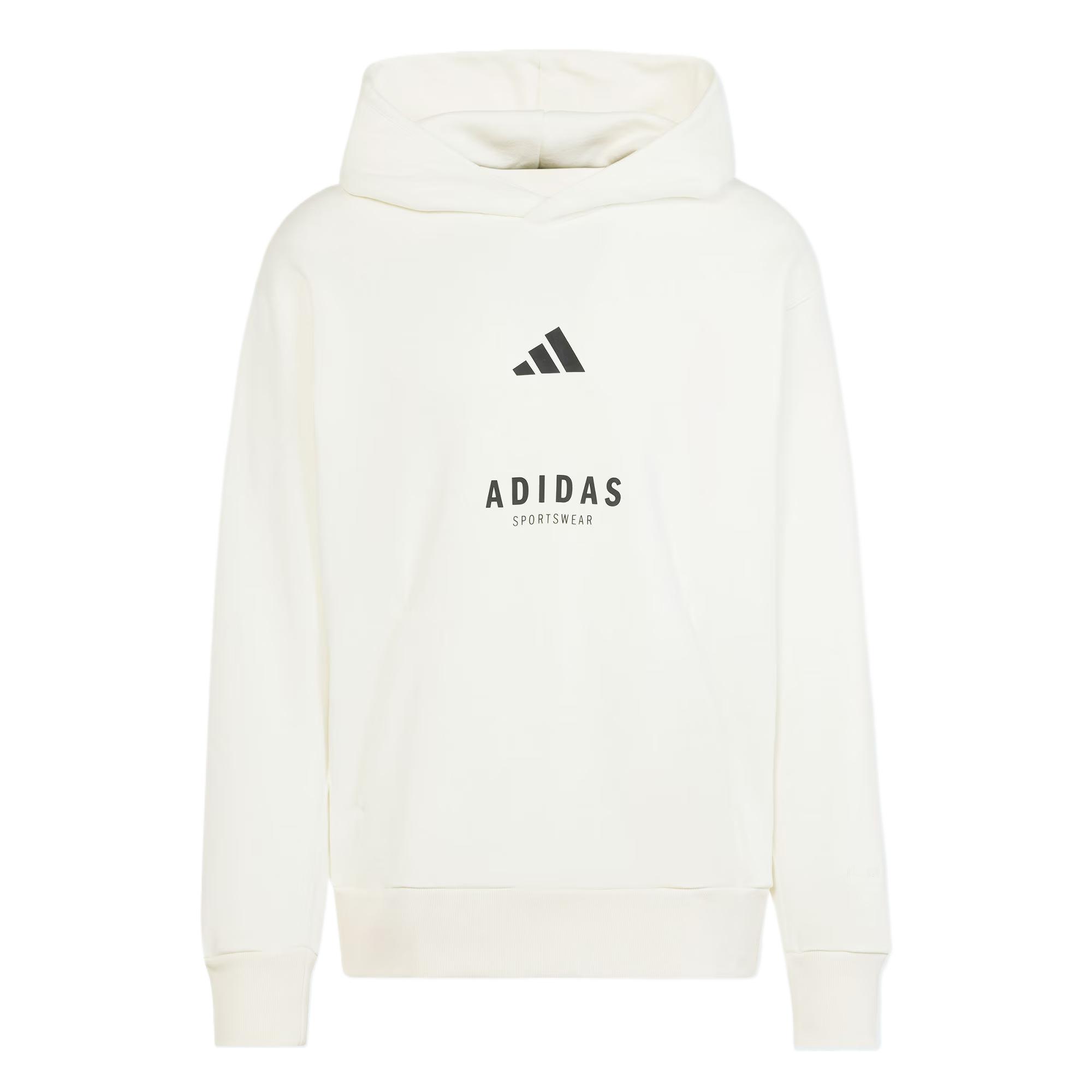 adidas M A SZN G HD Hoodie Han White/Black - Casual Oversized Long Sleeve JJ3668