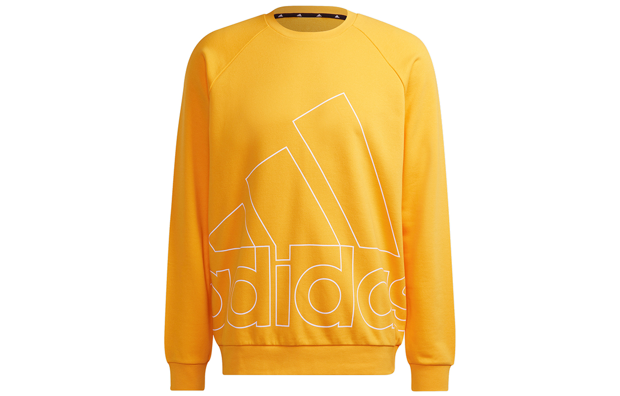 adidas M Big Logo Retro Crewneck Sweatshirt Yellow Casual Sportswear HB5088