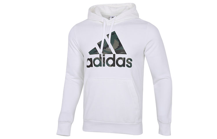 adidas M Camo HD White Hoodie with Large Camo Logo Print H14672