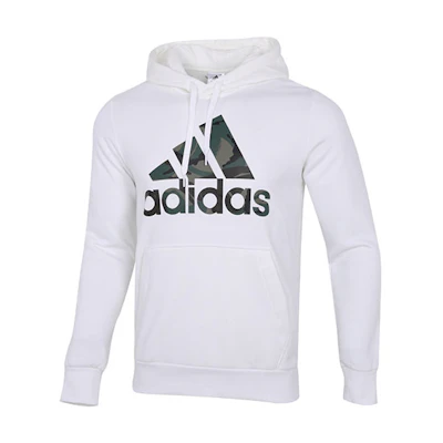adidas M Camo HD White Hoodie with Large Camo Logo Print H14672