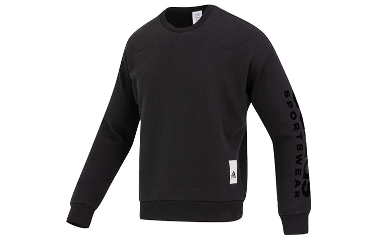 adidas M Caps Swt Black Crewneck Sweatshirt with Logo Print IA9363