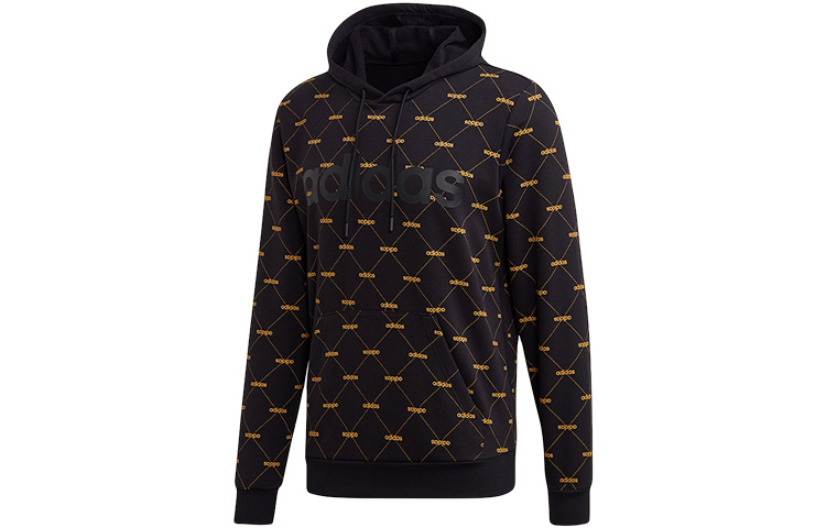 adidas M Core Fav Hoodie Pullover Sweatshirt Men’s Yellow Black Casual Style EJ5558
